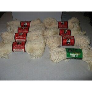 Vintage American Thread Aunt Lydia’s Heavy Rug Yarn Natural Lot of 7 Skeins